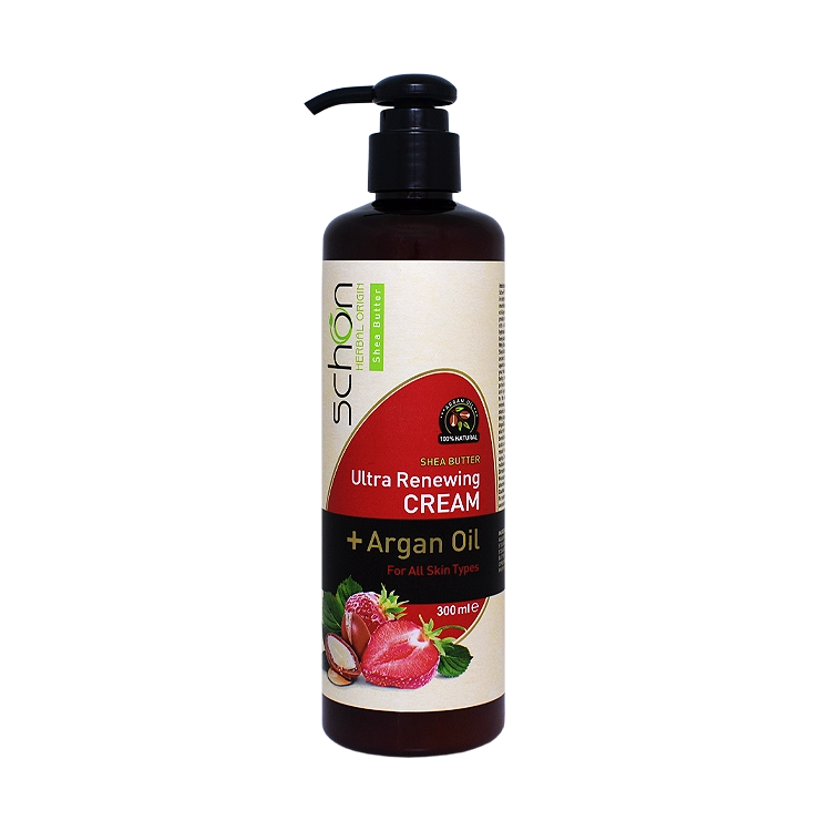 کرم مرطوب کننده پمپی عصاره توت فرنگی و روغن آرگان شون حجم 300 میلی لیتر