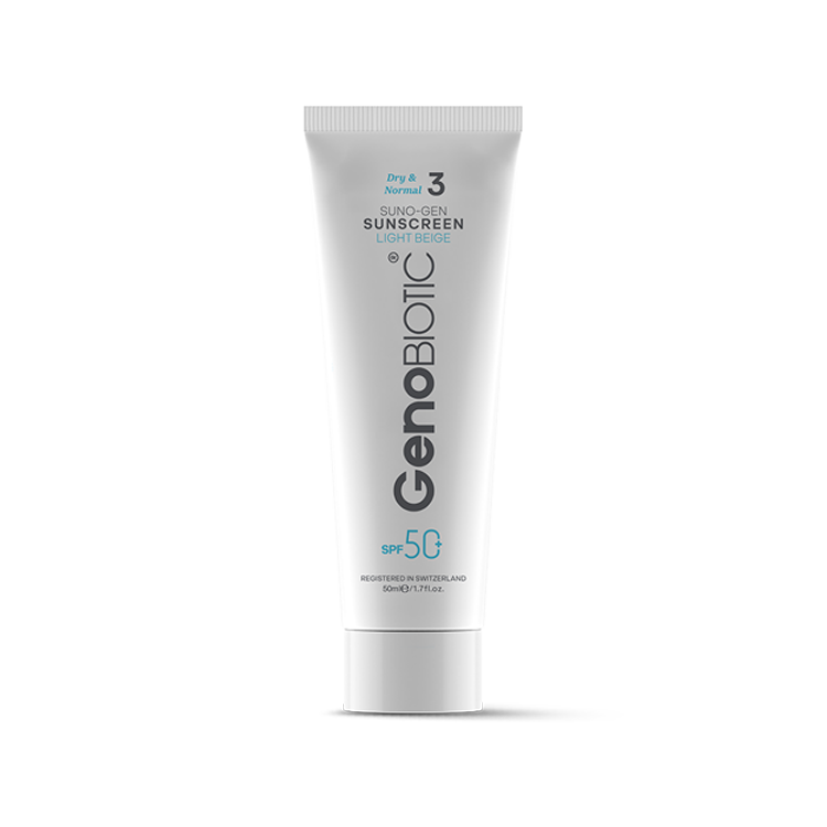 کرم ضد آفتاب بژ روشن پوست های خشک و معمولی سانوژن ژنوبایوتیک SPF50 حجم 50 میلی لیتر