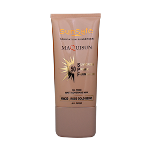 کرم ضد آفتاب بژ رز گلد انواع پوست مکی سان سان سیف SPF50 شماره NW20 حجم 40 میلی لیتر