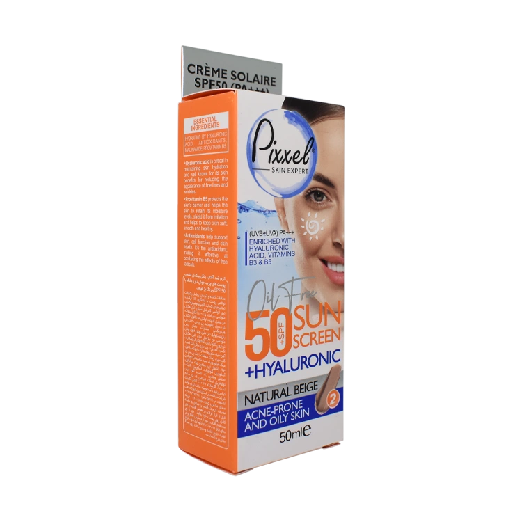 قیمت کرم ضد آفتاب بژ طبیعی پوست های چرب و جوش دار پیکسل SPF50 حجم 50 میلی لیتر