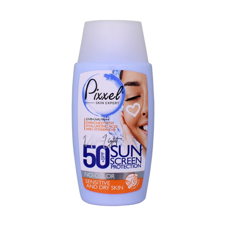 کرم ضد آفتاب بی رنگ پوست های خشک و حساس پیکسل SPF50 حجم 50 میلی لیتر